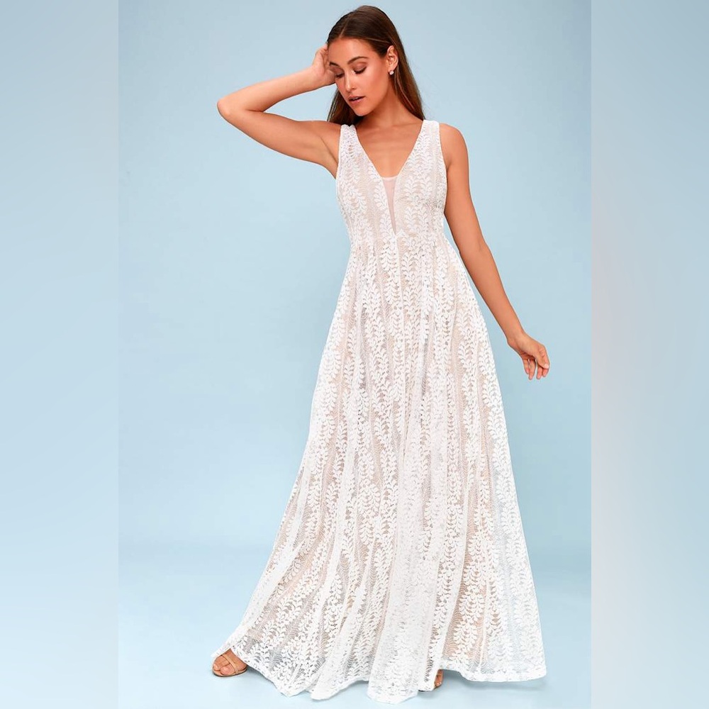 Eliana White Lace Maxi Dress Size Small